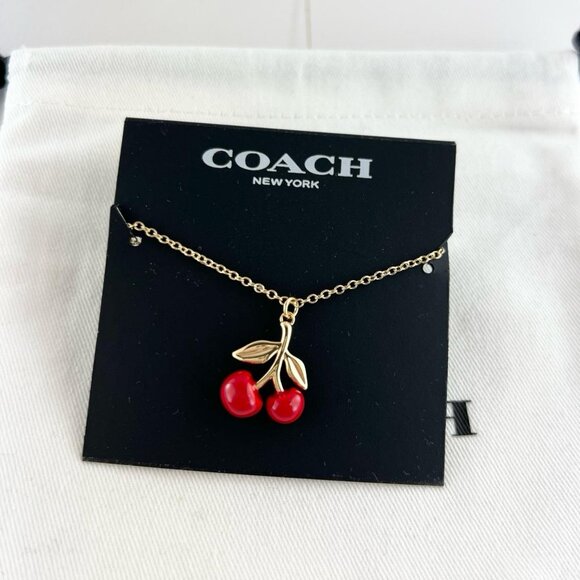 Coach Red Cherry Gold Necklace - Picture 2 of 4
